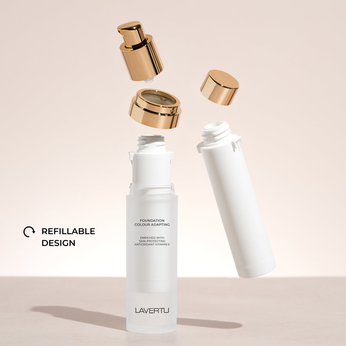 Refillable Lavertu Colour Adapting Foundation with replaceable foundation refill