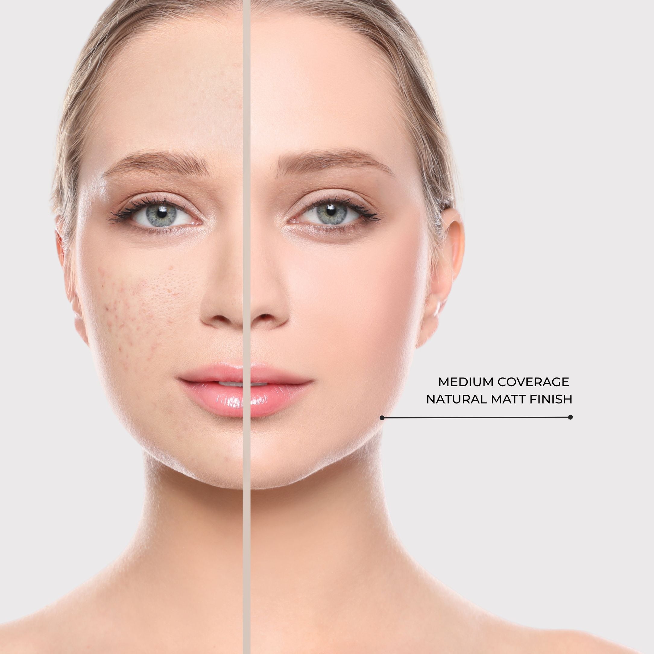 Lavertu Colour Adapting Foundation before and after - medium coverage soft matte finish