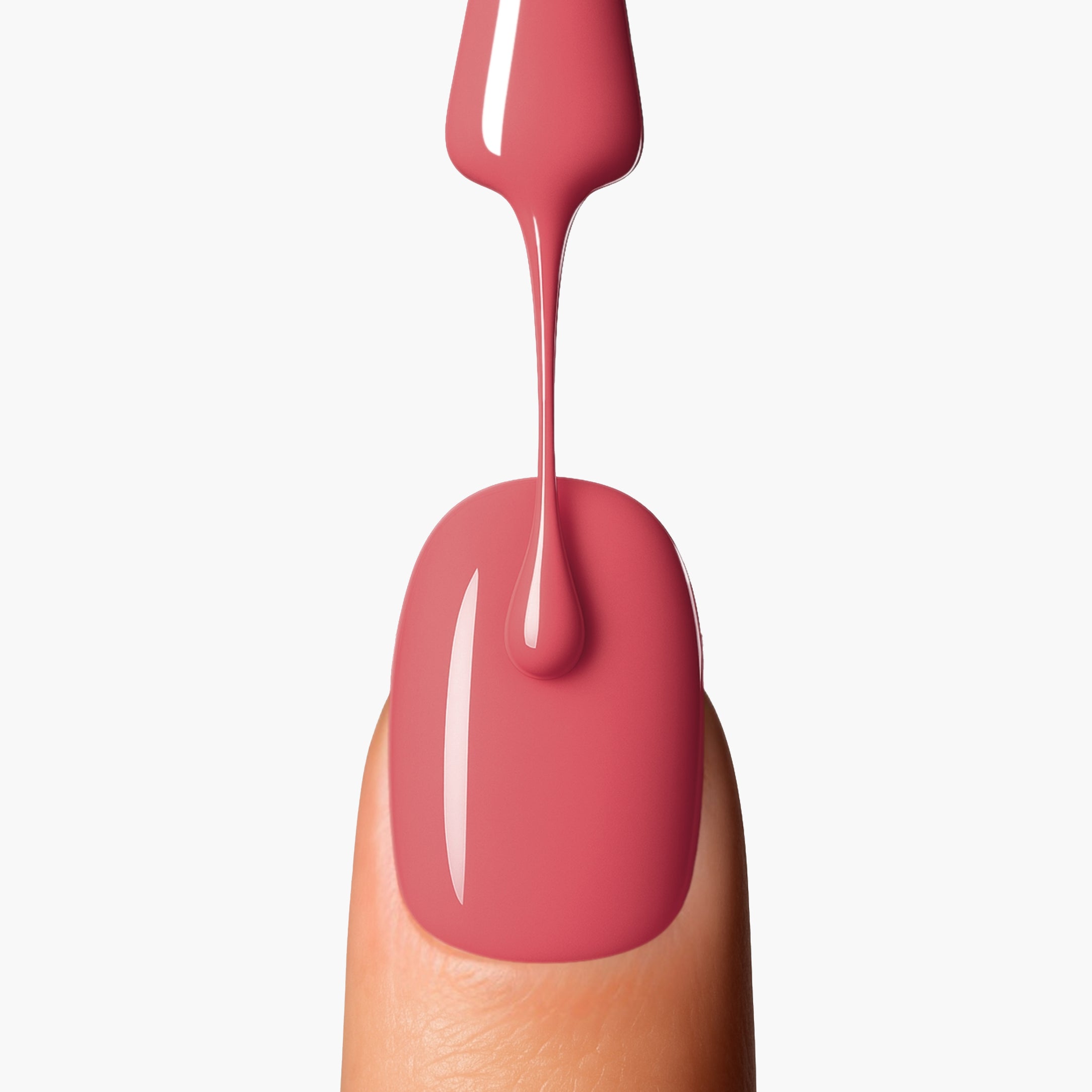 LAVERTU Nail Polish Nature 31 New Dawn Rose application detail showing smooth application, even coverage and a glossy warm rose finish on the nail.