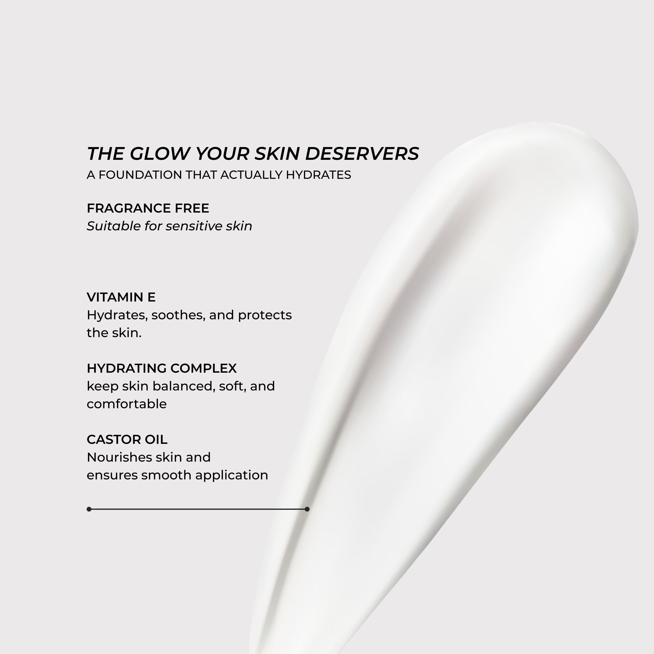 Lavertu hydrating foundation texture with skin caring ingredients