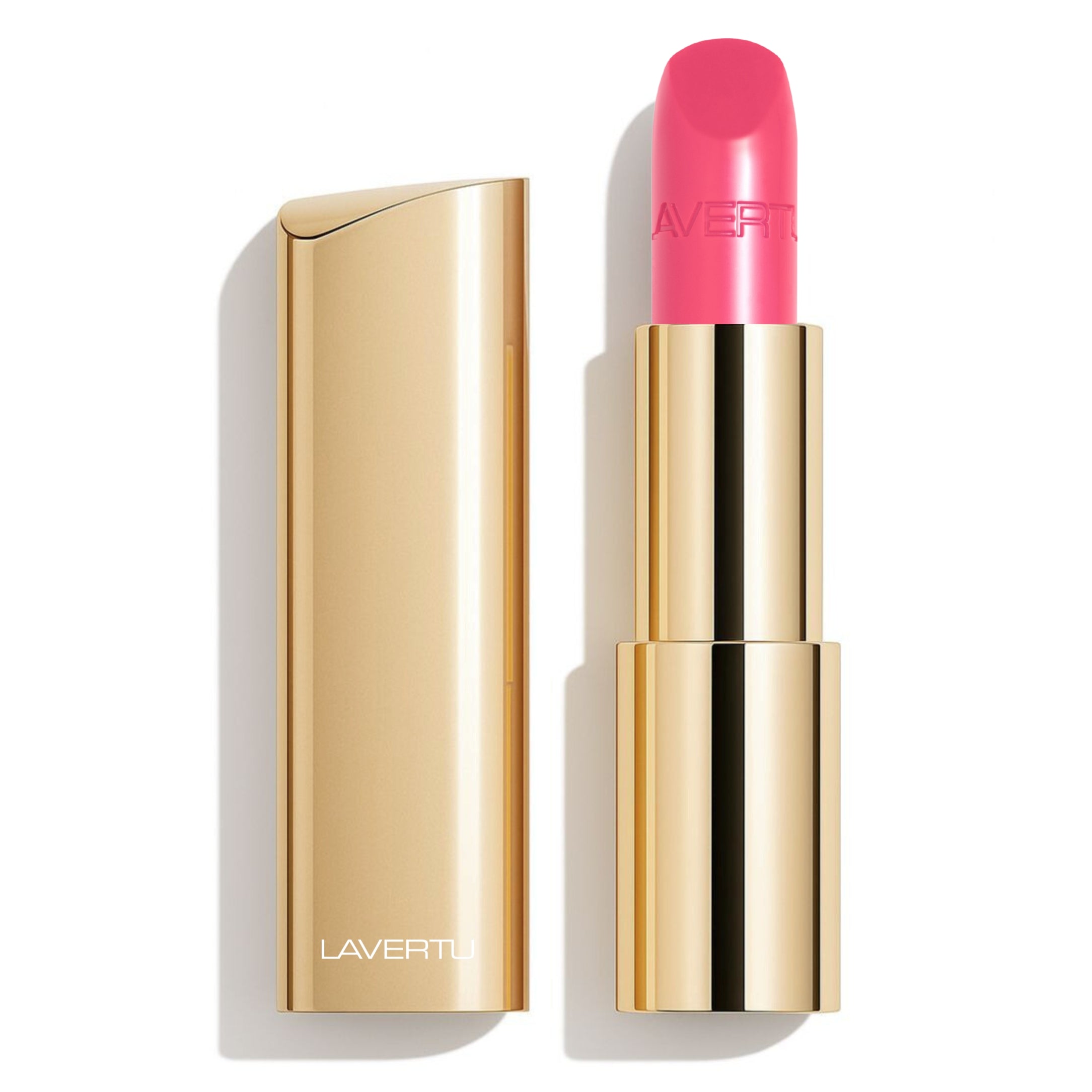 LAVERTU Lipstick Nature 32 Dagmar Rose with natural rosy pink colour and soft demi-matte finish in luxury gold case