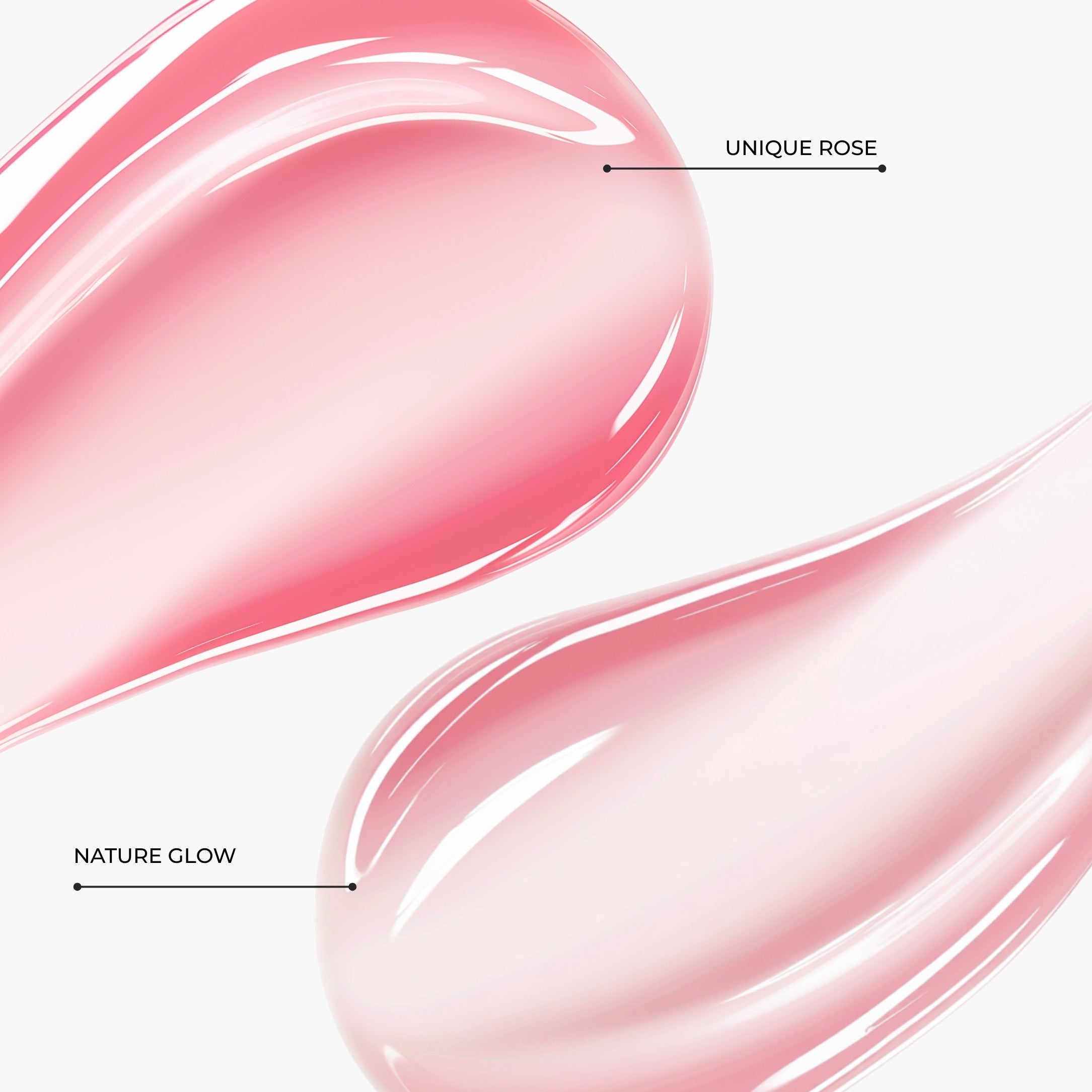 Lavertu lip oil texture swatches nature glow and unique rose