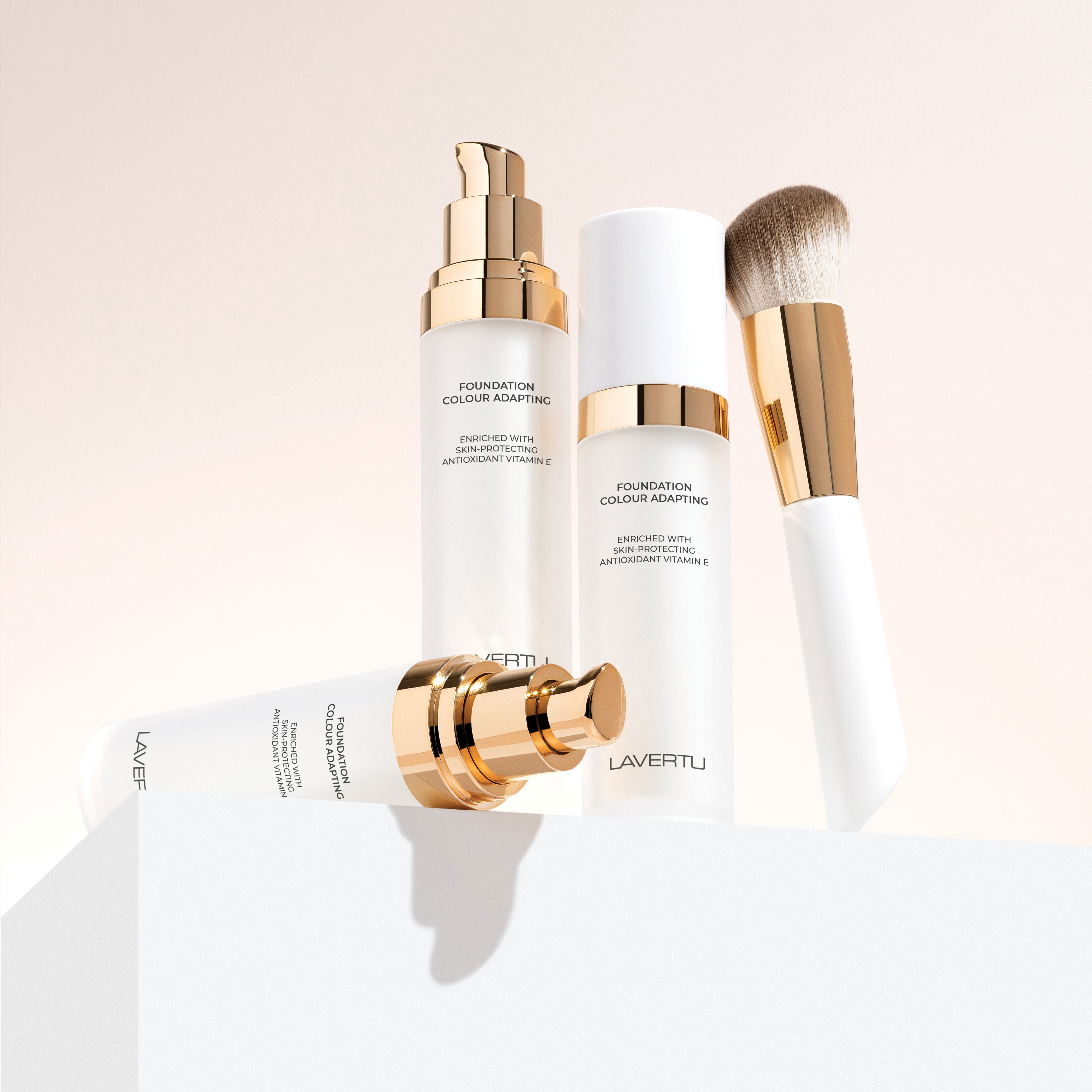 Lavertu Colour Adapting Foundation with Foundation Brush for a natural-looking finish.