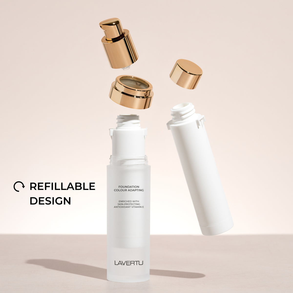 Refillable Lavertu Colour Adapting Foundation with replaceable foundation refill