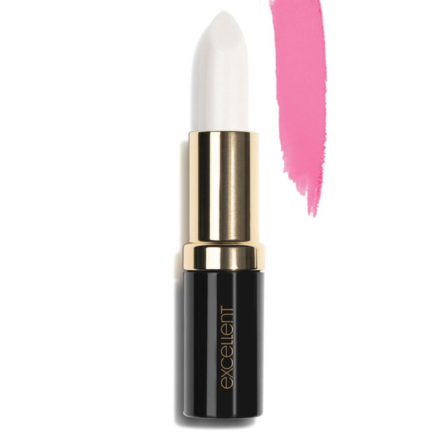 LAVERTU Lipstick Excellent in white shade with pH-reactive pink colour swatch.