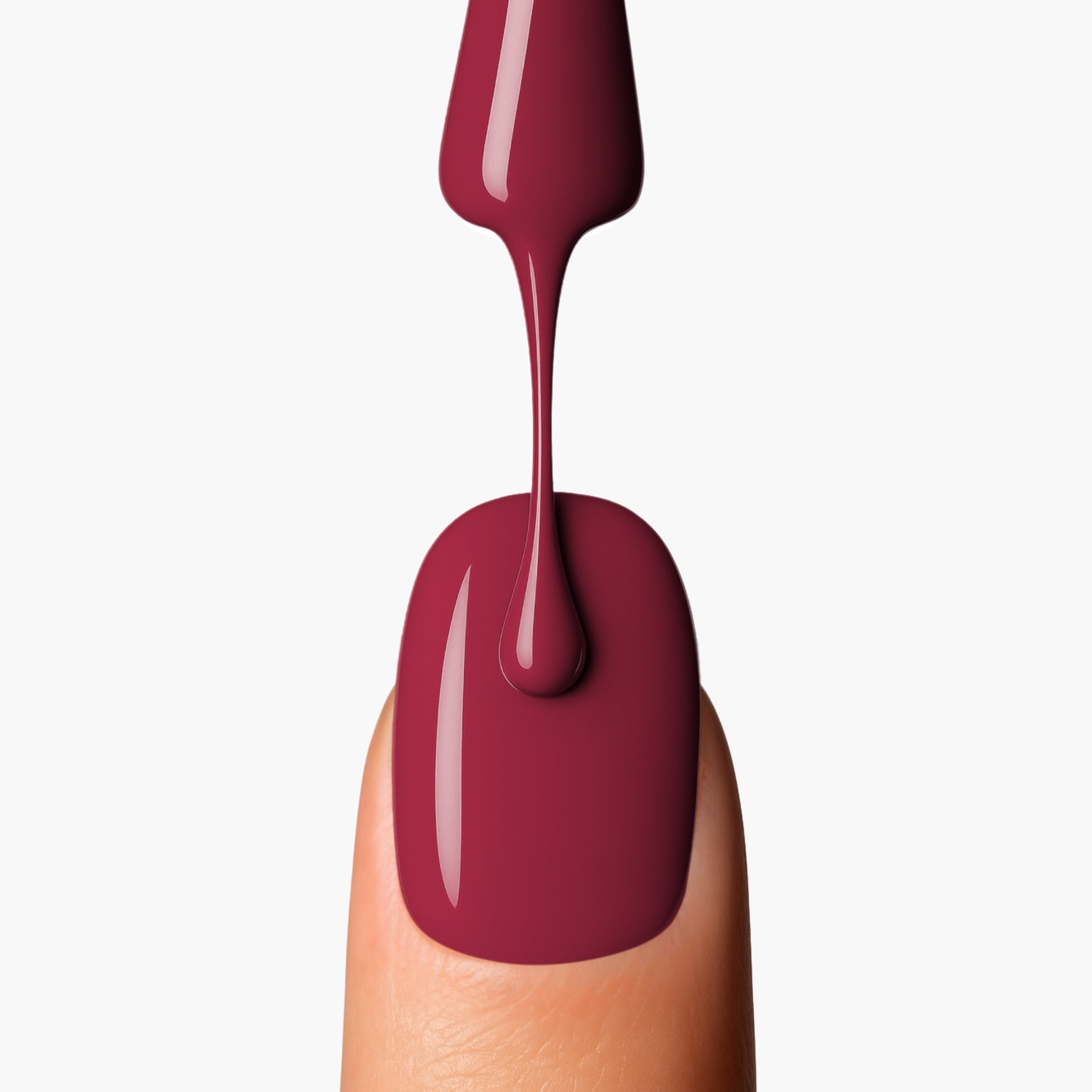 LAVERTU Nail Polish Nature 30 Darby Rose application detail showing a smooth warm rose nail colour with even coverage and a high-gloss finish.