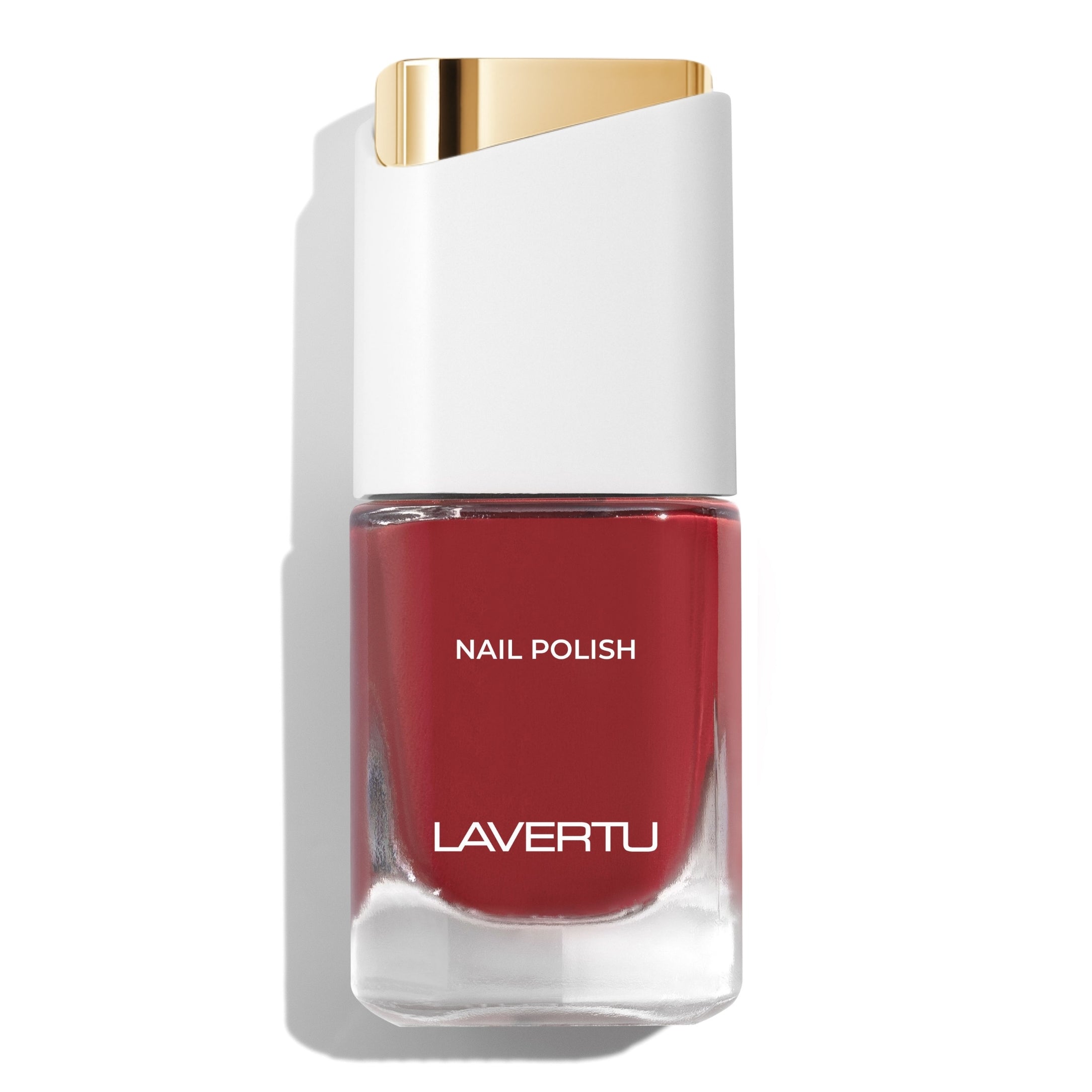 LAVERTU Nail Polish Nature 30 Darby Rose packshot featuring a warm rose nail colour with full coverage and a glossy finish in a sleek glass bottle.