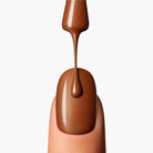 LAVERTU Nail Polish Unique 14 Copper application detail showing a warm copper brown nail colour with soft metallic shimmer and smooth, even application for a glossy finish.