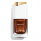 LAVERTU Nail Polish Unique 14 Copper packshot featuring a warm copper brown nail colour with subtle metallic shimmer, full coverage and glossy finish in a sleek glass bottle.
