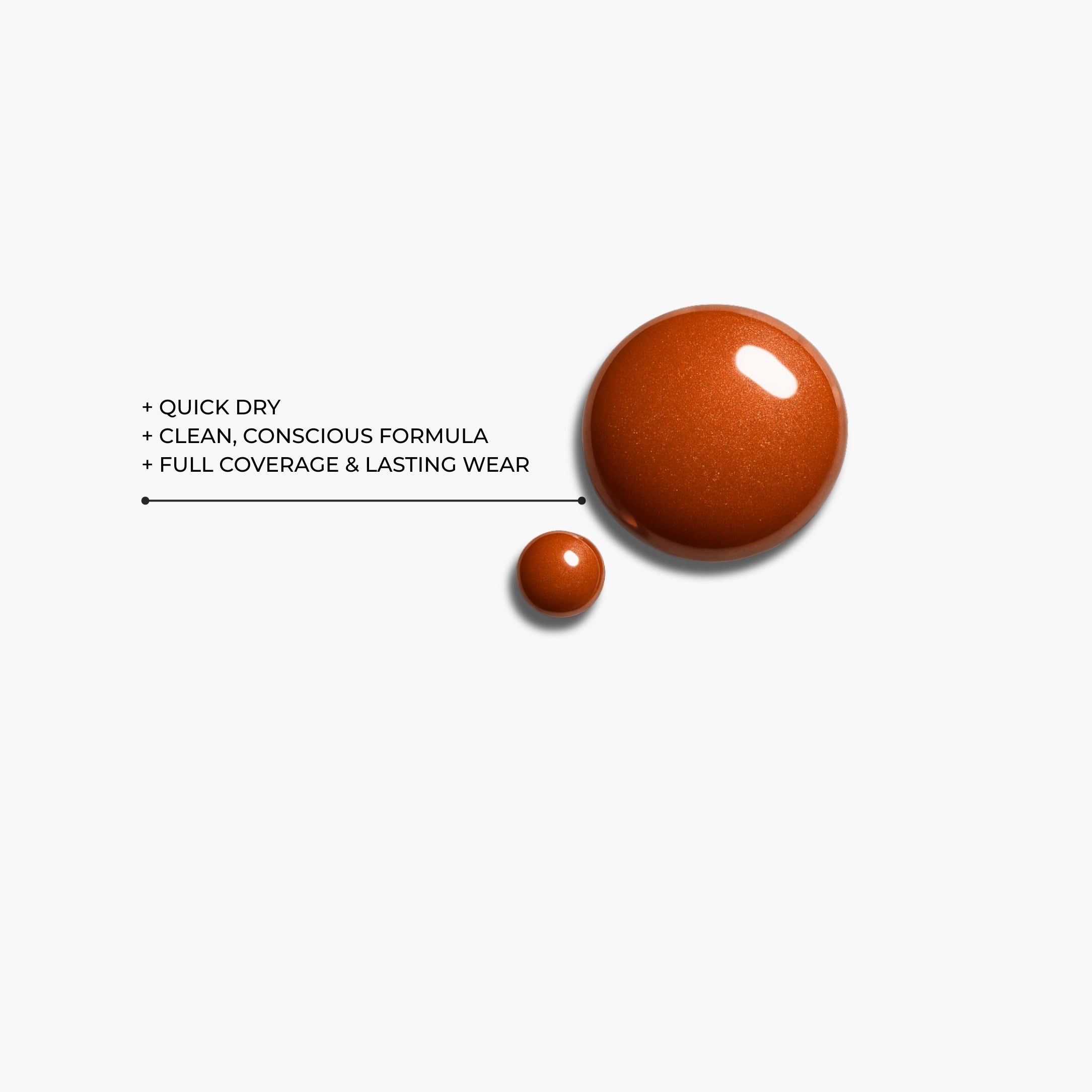 Close up texture of LAVERTU Nail Polish Unique 24 Deneb Brown showing a warm bronze brown pigment with subtle metallic shimmer smooth texture and glossy finish.