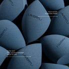 Multiple Lavertu makeup sponges in signature blue color designed for flawless liquid and powder makeup application.