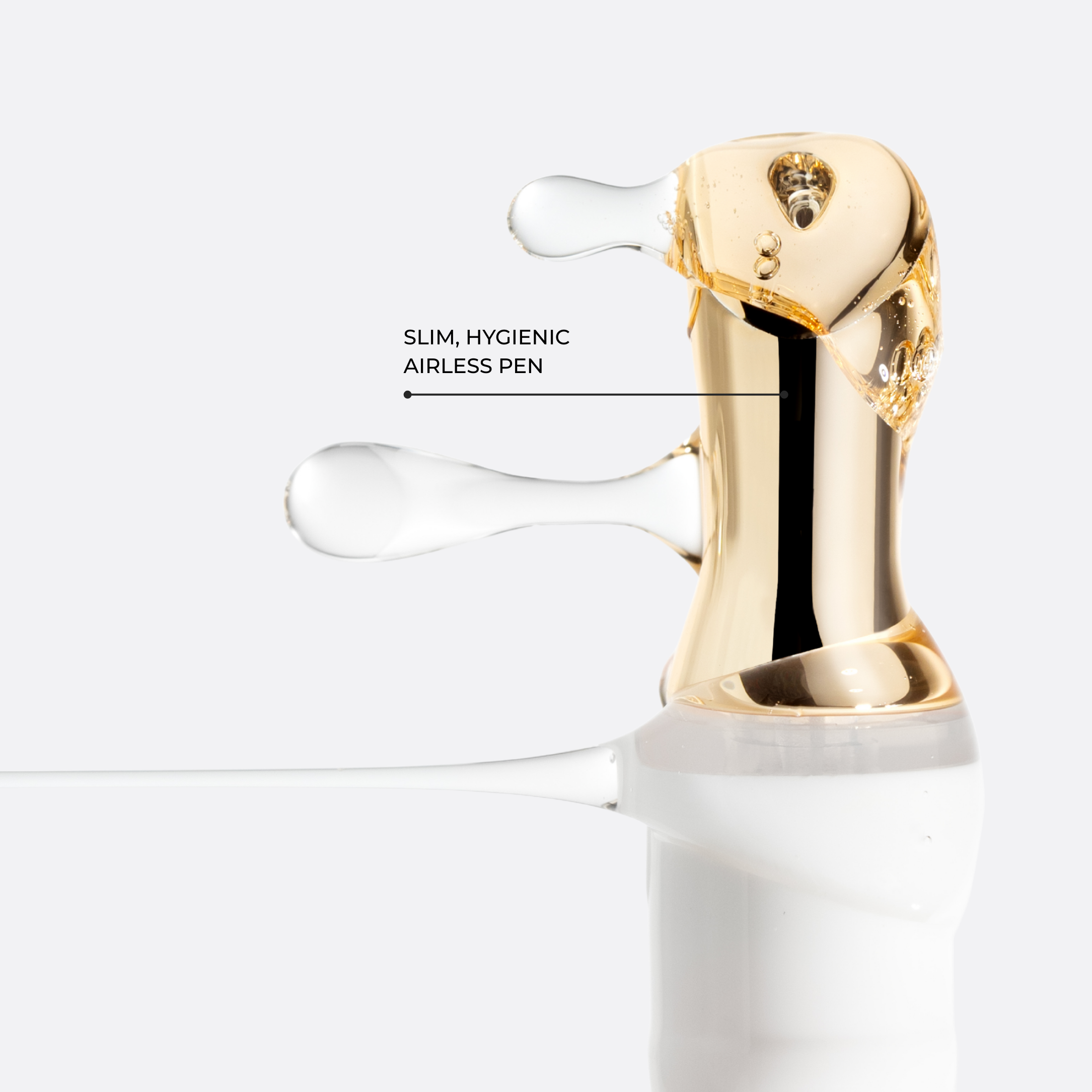 Lavertu Renewal Adaptive Lip Oil pen with gold applicator and hydrating lip oil texture.