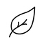 Black line drawing of a leaf on a white background for sensitive skin