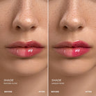 Voor en na resultaat Lavertu lipolie tinten nature glow en unique rose
