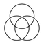 Three intersecting circles on a white background for perfect match colour adapting foundation 