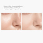 Before and after results of Lavertu Translucent Fix Glow Powder showing smooth, radiant skin finish.